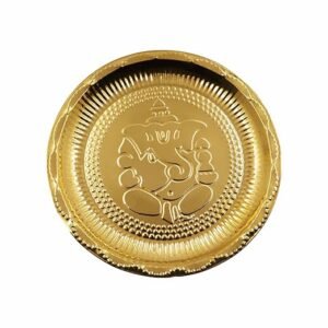 Traditional Brass Puja Thali – Handcrafted Ganesha Design Plate