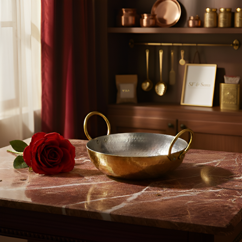 SF Brass Kadai | Tin Coated Brass Kadhai 100% Pure for Cooking & Serving