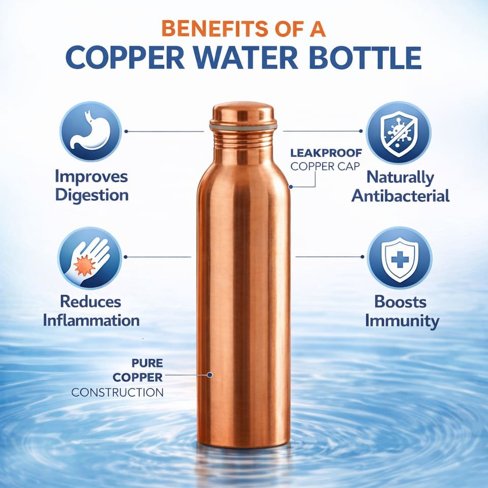SF Copper Bottle (MATTE) 900ml, Copper Water Bottle