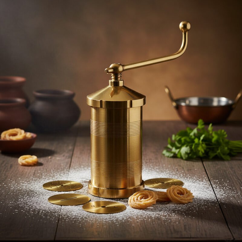 SF Brass Sev Sancha Idiyappam Achu Murukku Maker with Free 6 Different Jali for Making Snacks Muruku Press Machine (600gm)