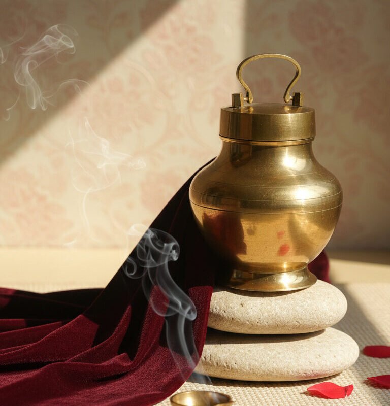 SF Brass Marichambu, Gangajali, Kalash with Lid for Gangajal, Holy Water Pot for Temple & Home and All Poojas.