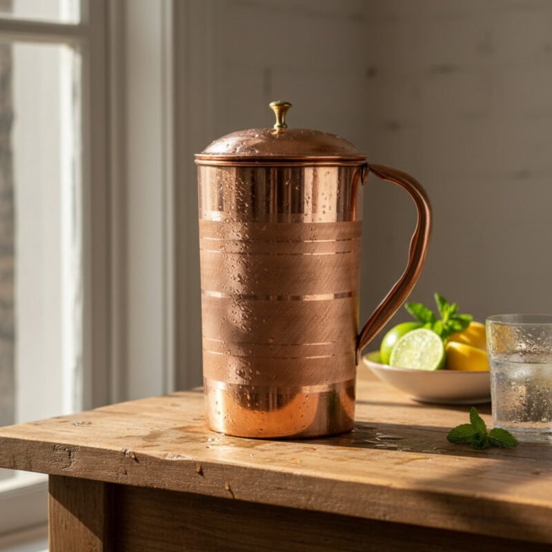 SF Pure Copper Hammered Jug Pitcher with Lid 1/2 Liters