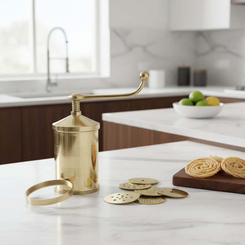 Brass Sev Sancha Idiyappam Achu Murukku Maker with 6 Jali Rotate Machine (600gm)