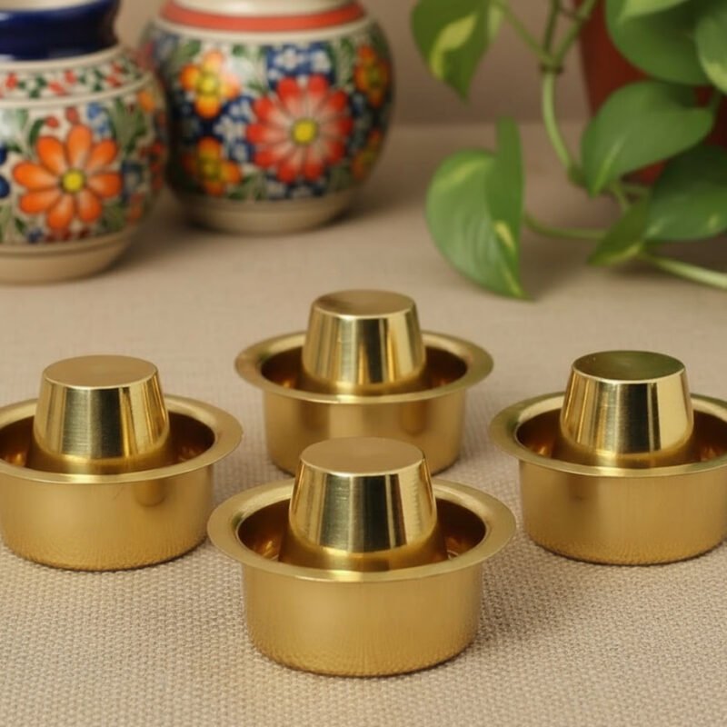 SF Brass Dabara Set | South Indian Coffee Glass Tumbler | Tea, Coffee Dabara Set of 4/6