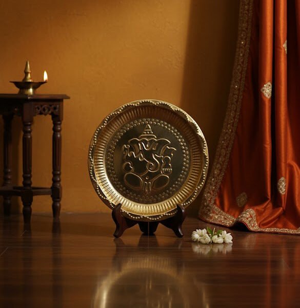 SF Putrika Traditional Handcrafted Ganesh Brass Plate /Aarti Plate for Pooja/Workship