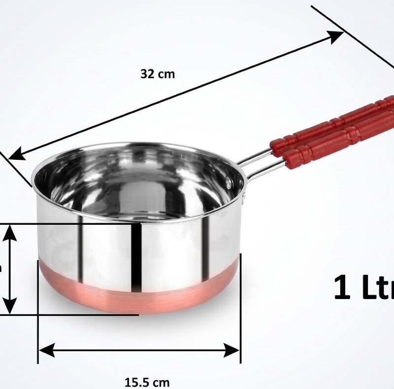 SF Stainless Steel Saucepan 1 Litre Copper Bottom with Handle | Chai Pan |Tea Pan