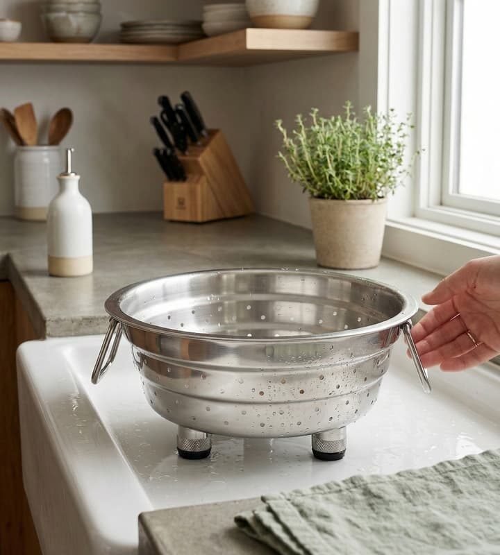 Stainless Steel Colander – Durable Kitchen Strainer for Washing & Draining
