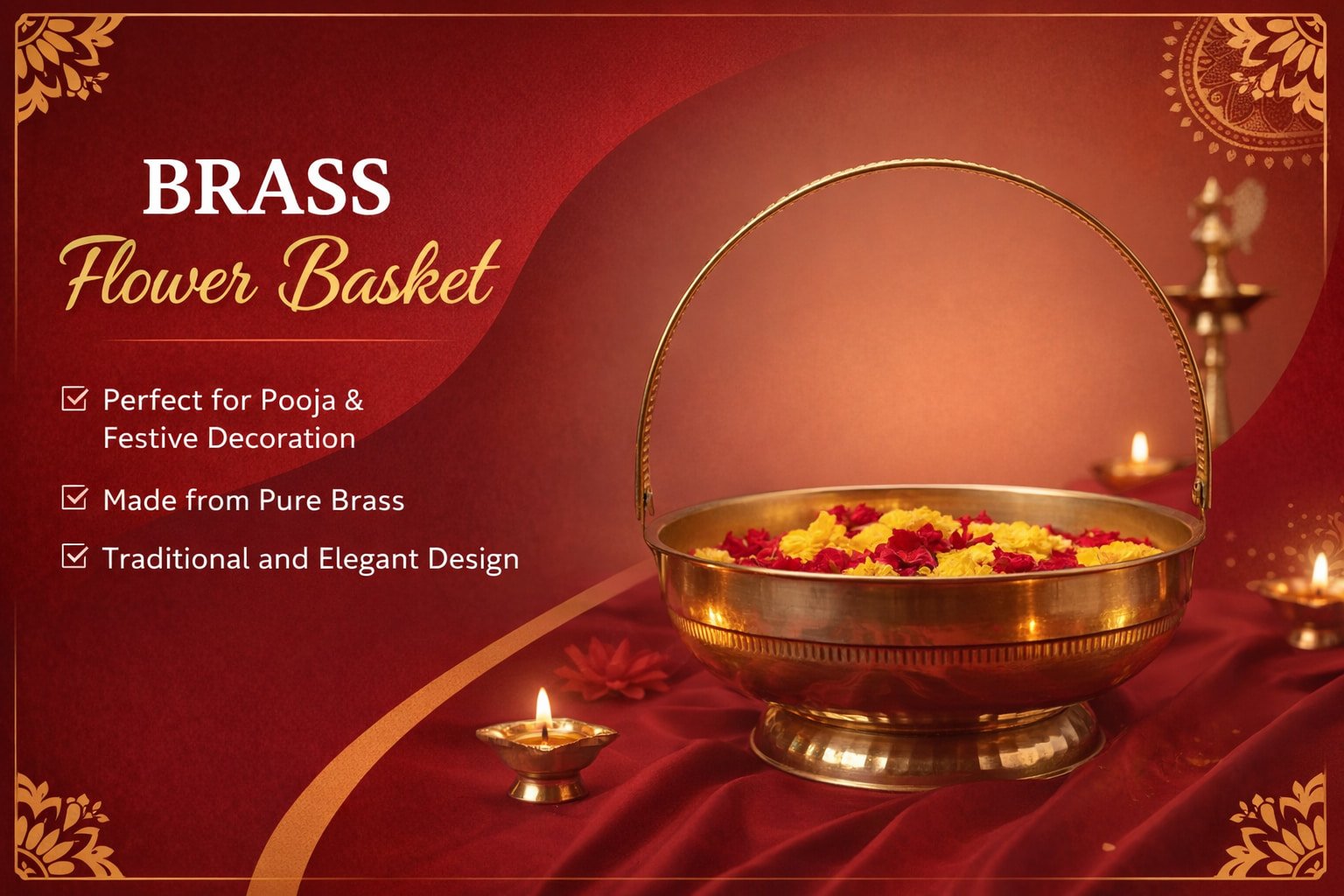 brass flower basket phool sajhi pooja SF and Sons Hyderabad
