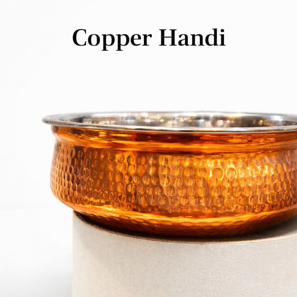 Pure Copper Cooking Handi with Stainless Steel Inner | Biryani Serving Handi Bowl