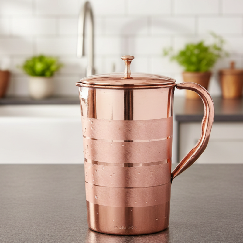 SF Pure Copper Hammered Jug Pitcher with Lid 1.5 Liters