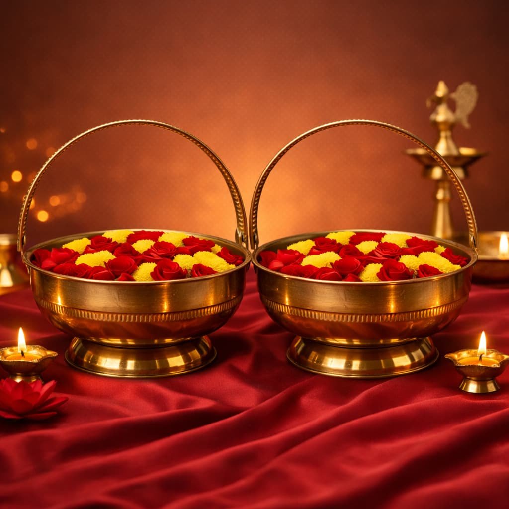 brass flower basket phool sajhi pooja SF and Sons Hyderabad