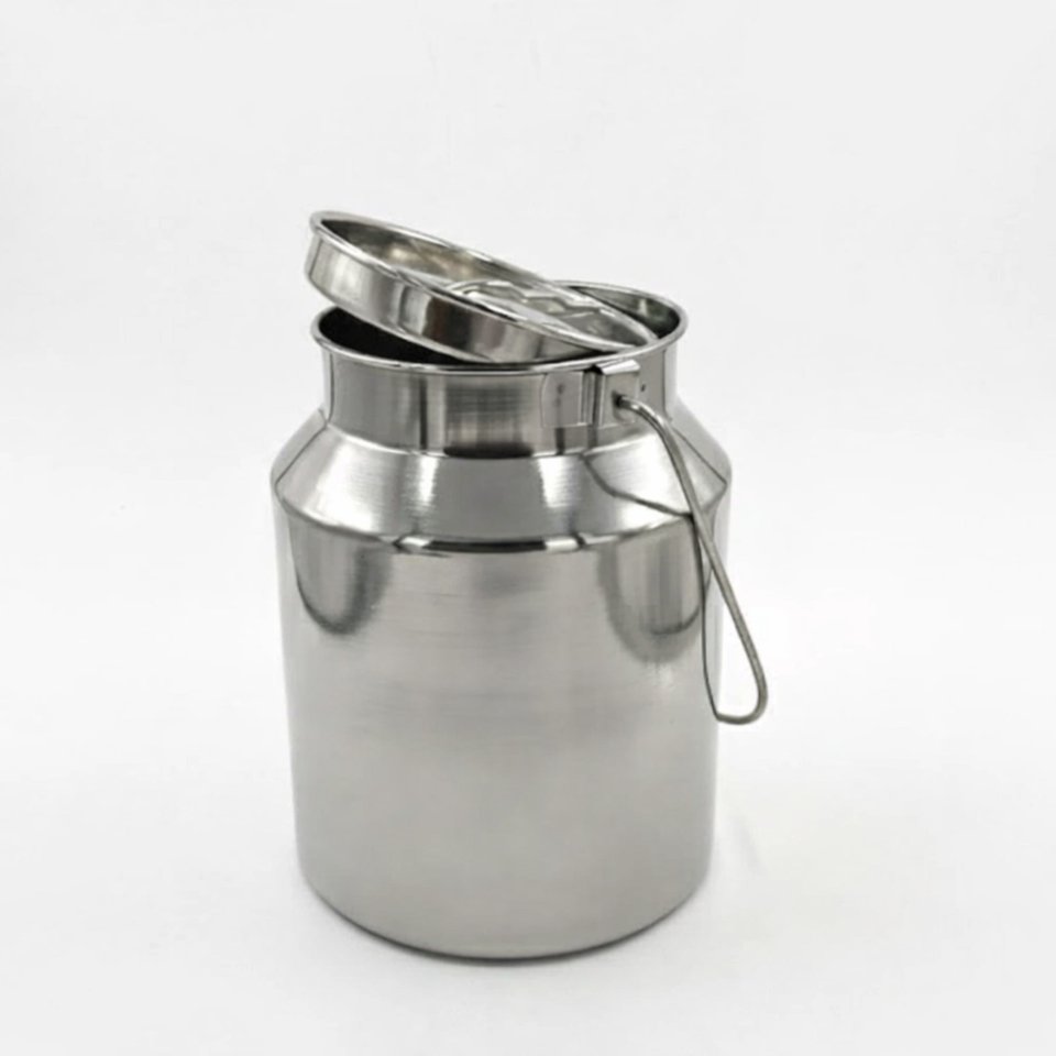Stainless Steel Milk Can 5000 ml with Lid & Handle – Heavy Duty Storage Container