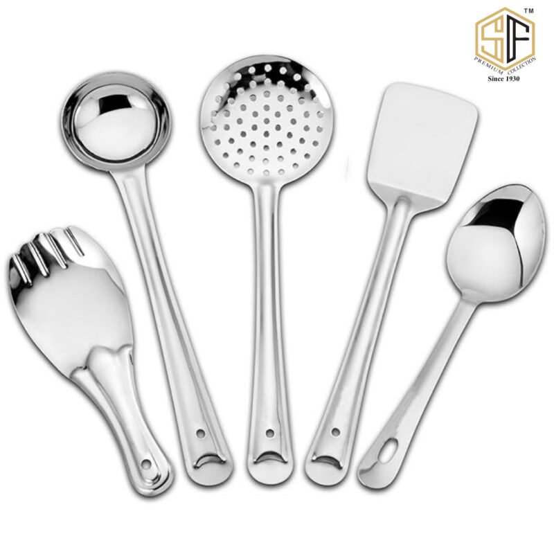 Stainless Steel Kitchen Tools Set for Kitchen Cooking and Serving Spoon Serving Set (Pack of 5)