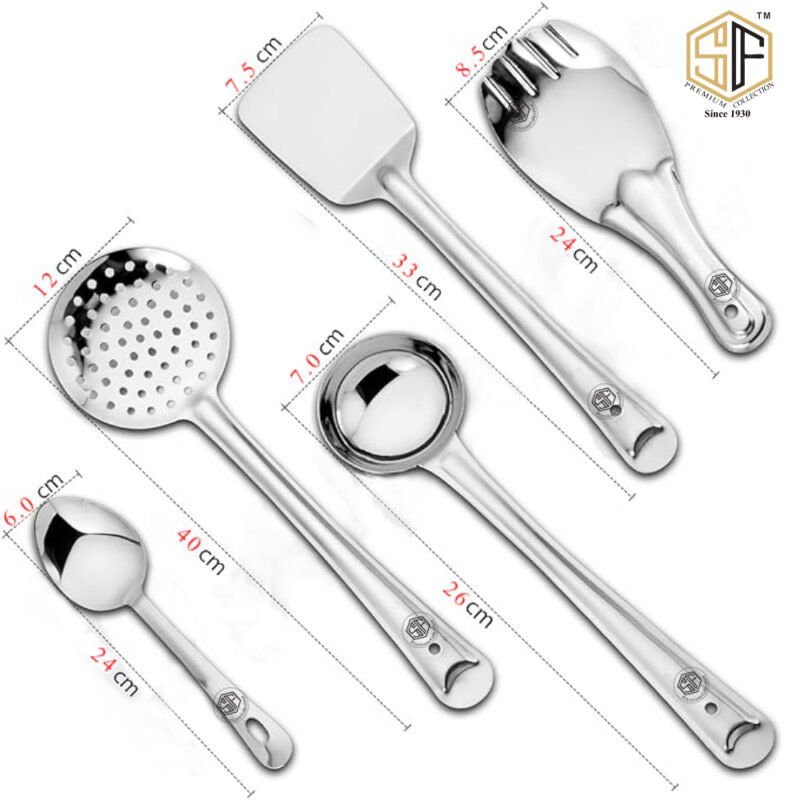 Stainless Steel Kitchen Tools Set for Kitchen Cooking and Serving Spoon Serving Set (Pack of 5)