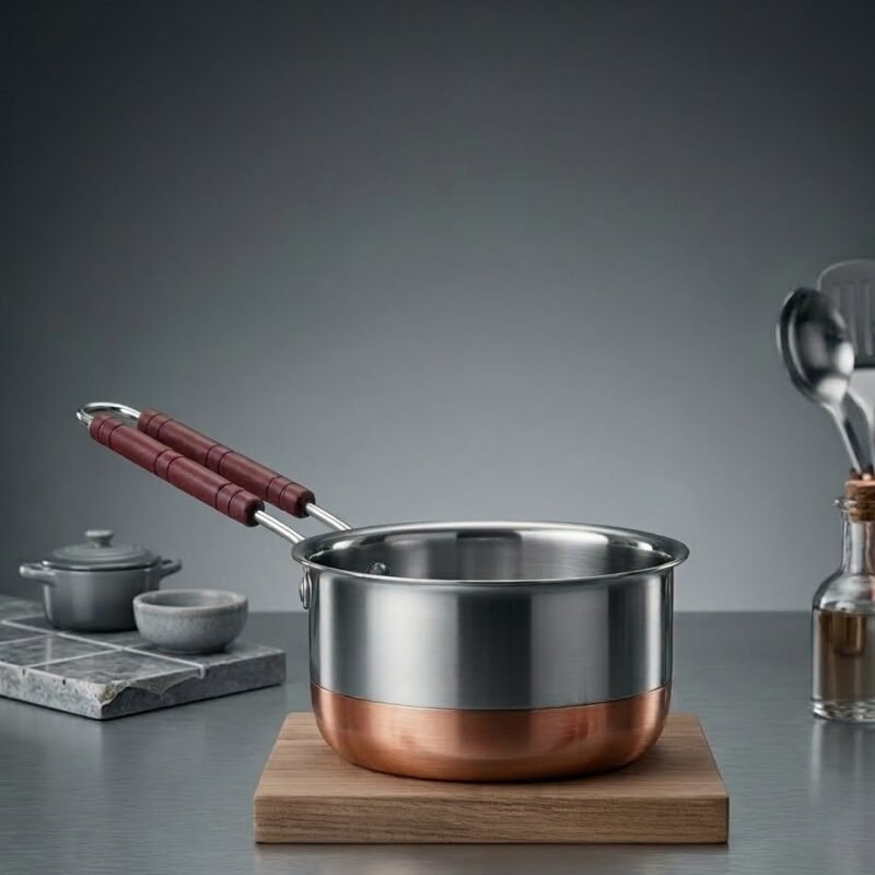 SF Stainless Steel Saucepan 1 Litre Copper Bottom with Handle | Chai Pan |Tea Pan