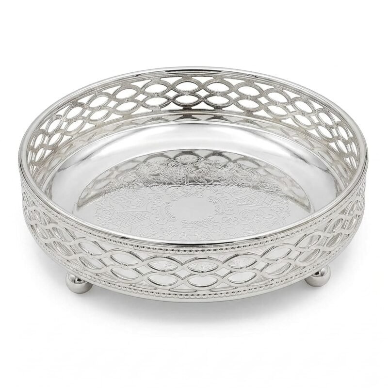 German Silver Gift Tray Decorative Round Serving Tray | Premium Dry Fruit Tray