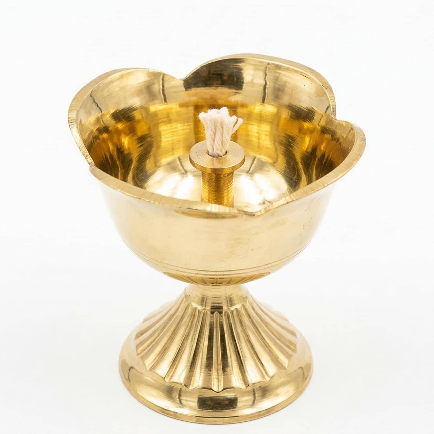 Brass Lotus Deep Diya, Traditional Oil Lamp for Pooja