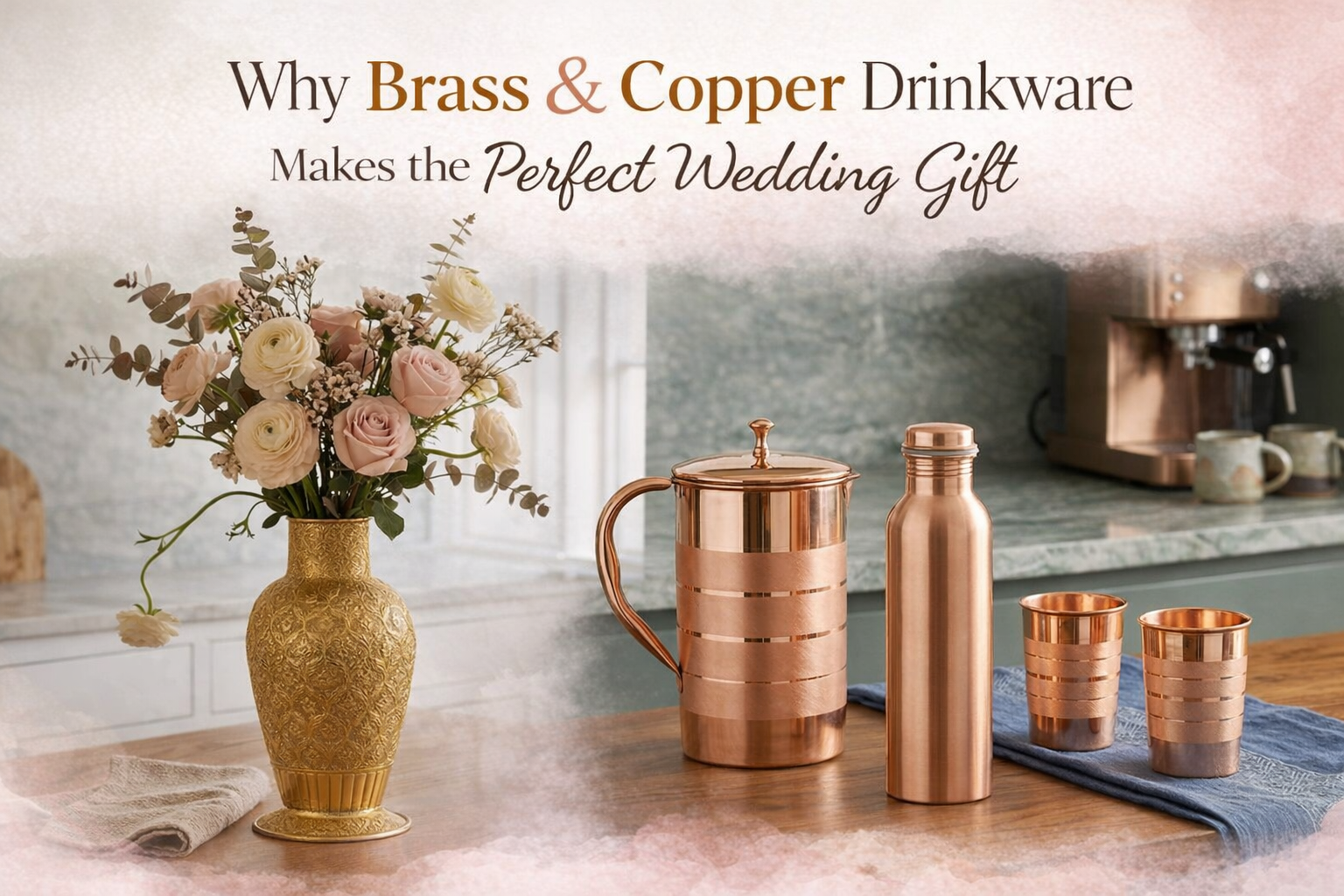 brass and coper drinkware wedding gift
