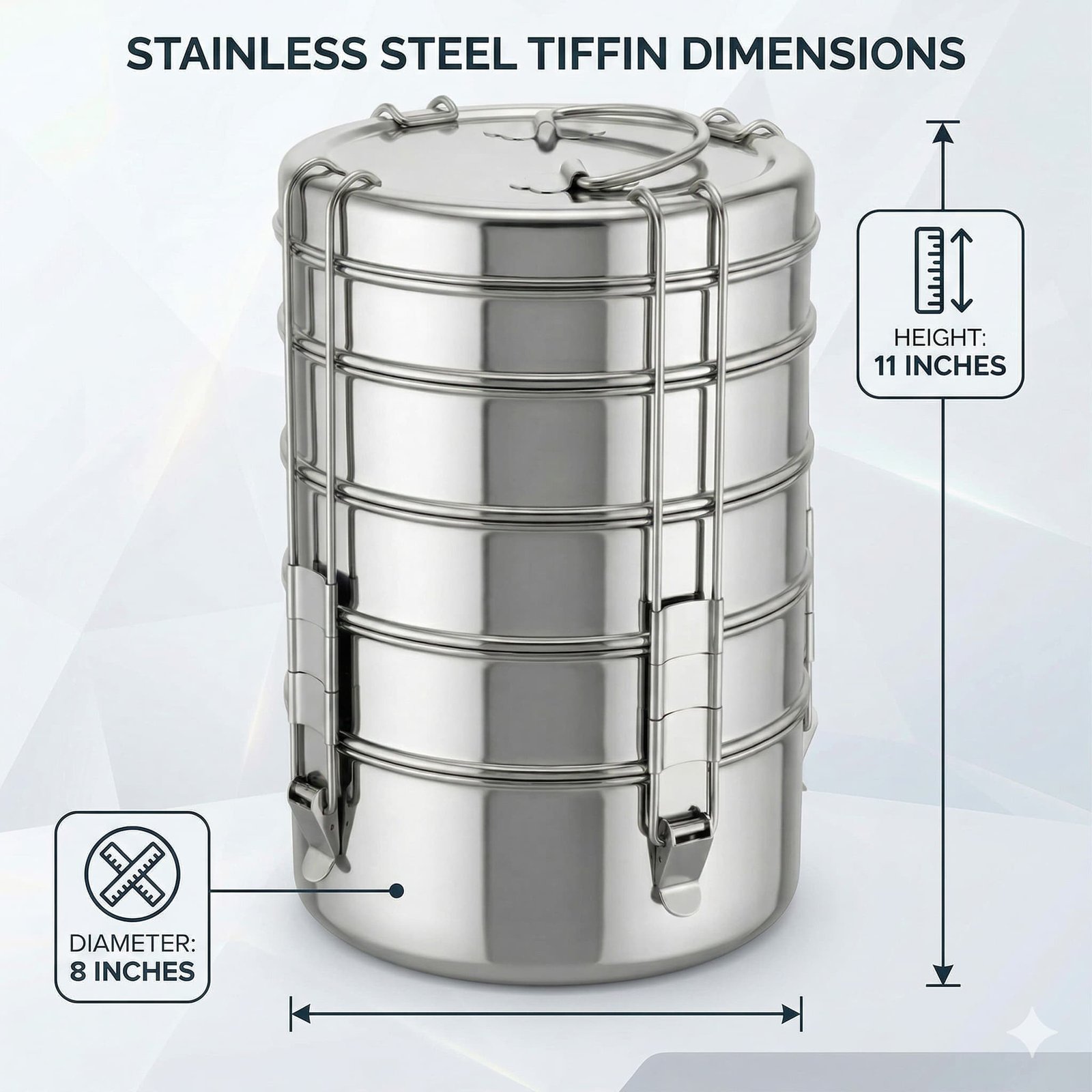 Stainless Steel 5 Compartment Lunch Box Set (7500 ml) | 5 Containers Leakproof Office Tiffin