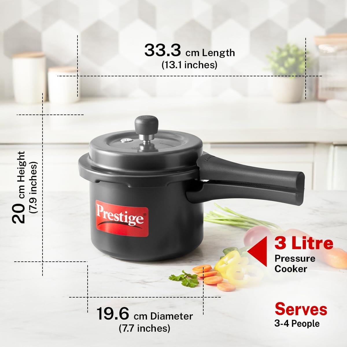 Prestige 3 Litre Hard Anodised Popular Svachh Outerlid Pressure Cooker