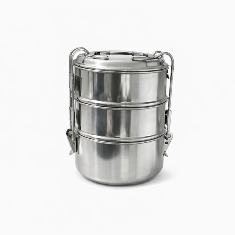 Stainless Steel Lunch Box 3 Compartment (1950ml) | Tiffin Box with Lid & Handle