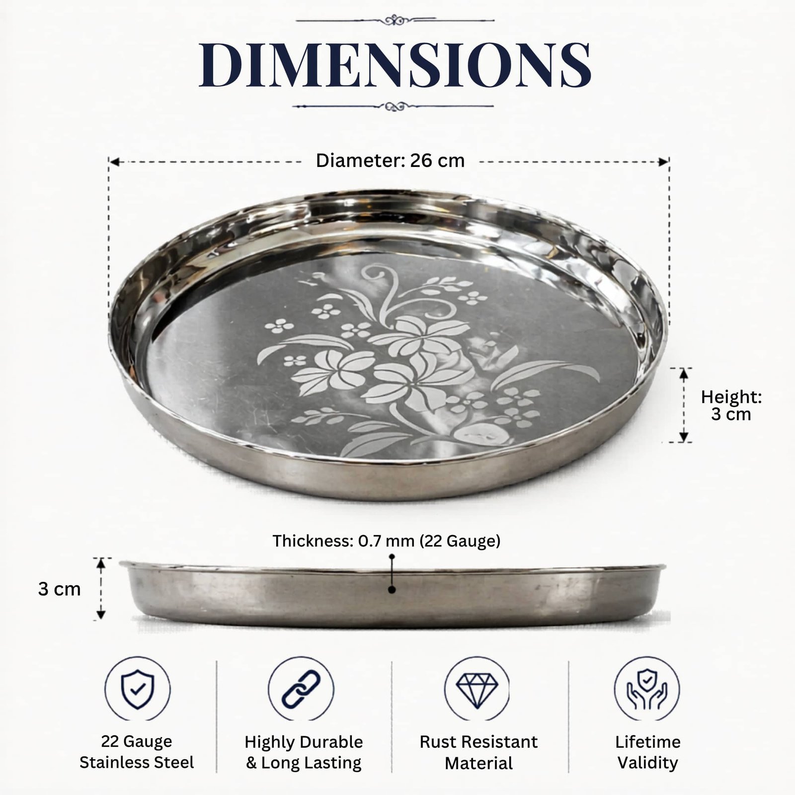 stainless steel dinner plate