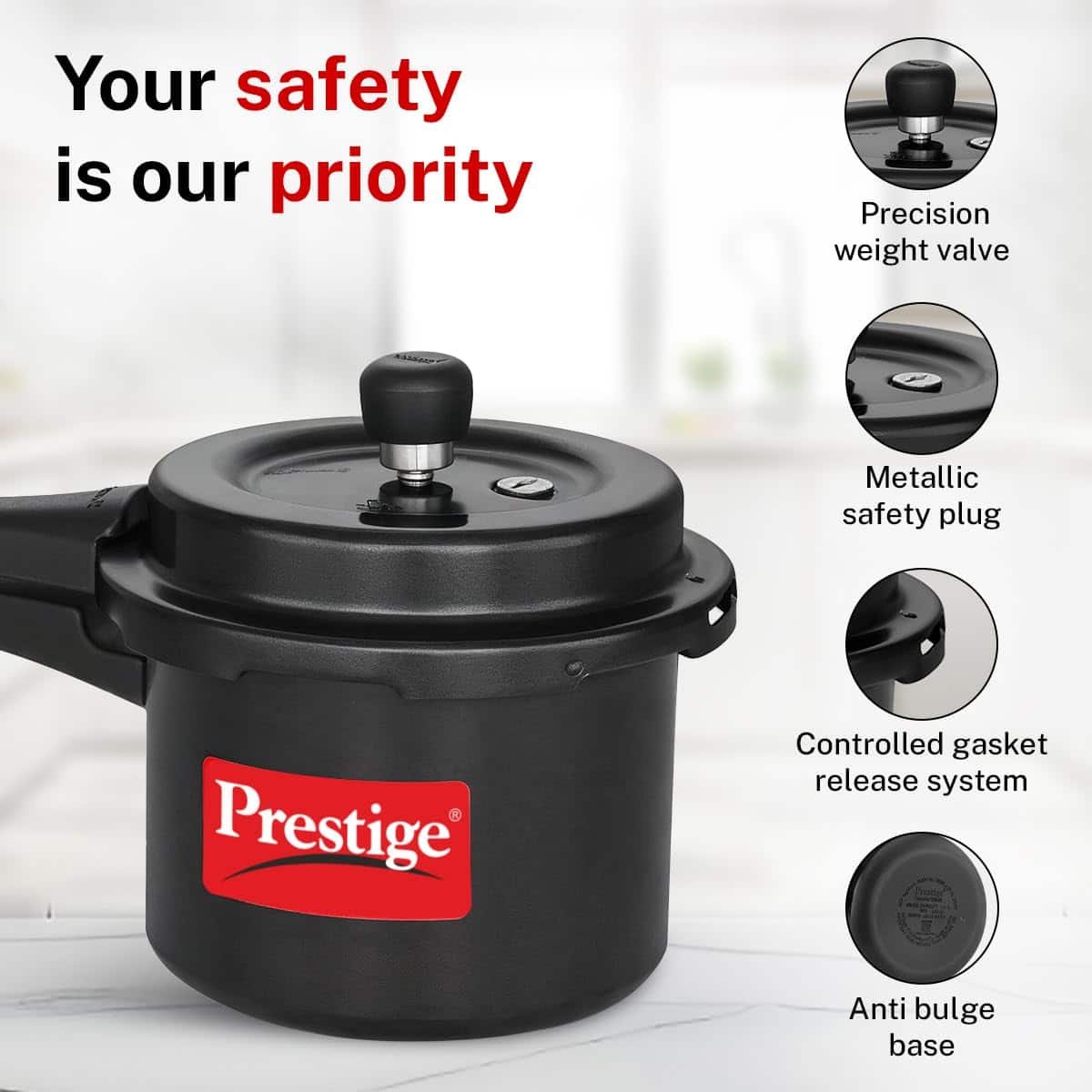 Prestige 3 Litre Hard Anodised Popular Svachh Outerlid Pressure Cooker