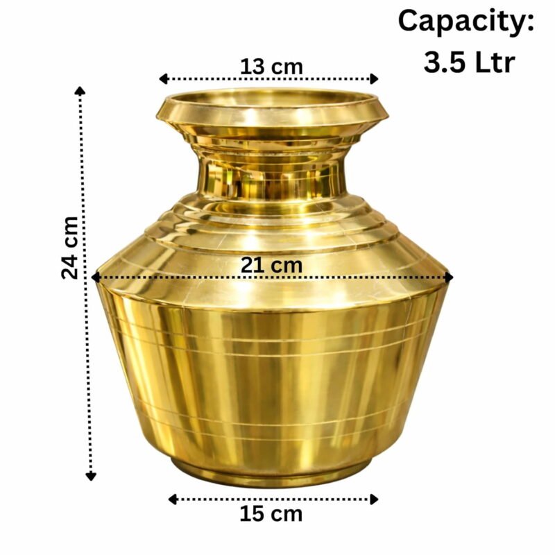 Pure Brass Kudam 3.5L Water Pot | Pithalai Kudam | Brass Ghada Kalash for Pooja | Traditional Brass Water Vessel