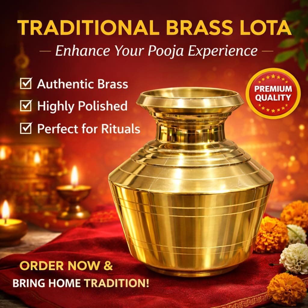 Brass Kudam Placed on Pooja Altar – Traditional Ghada Kalash for Puja