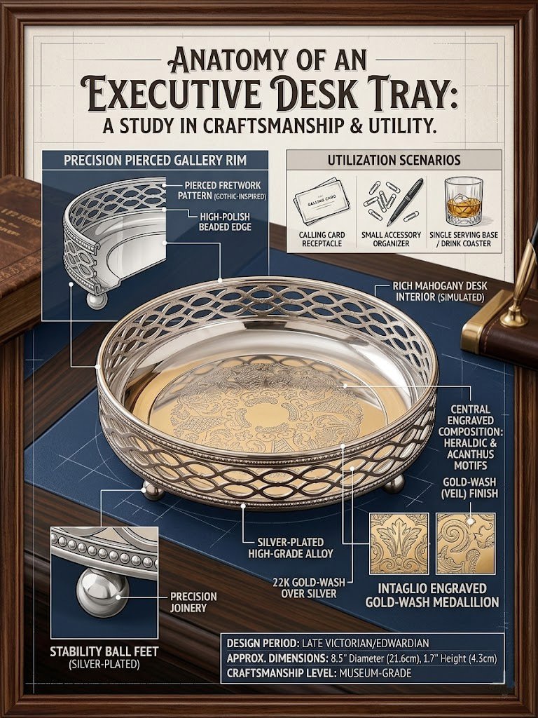 German Silver Finish Decorative Round Serving Tray | Premium Dry Fruit Tray